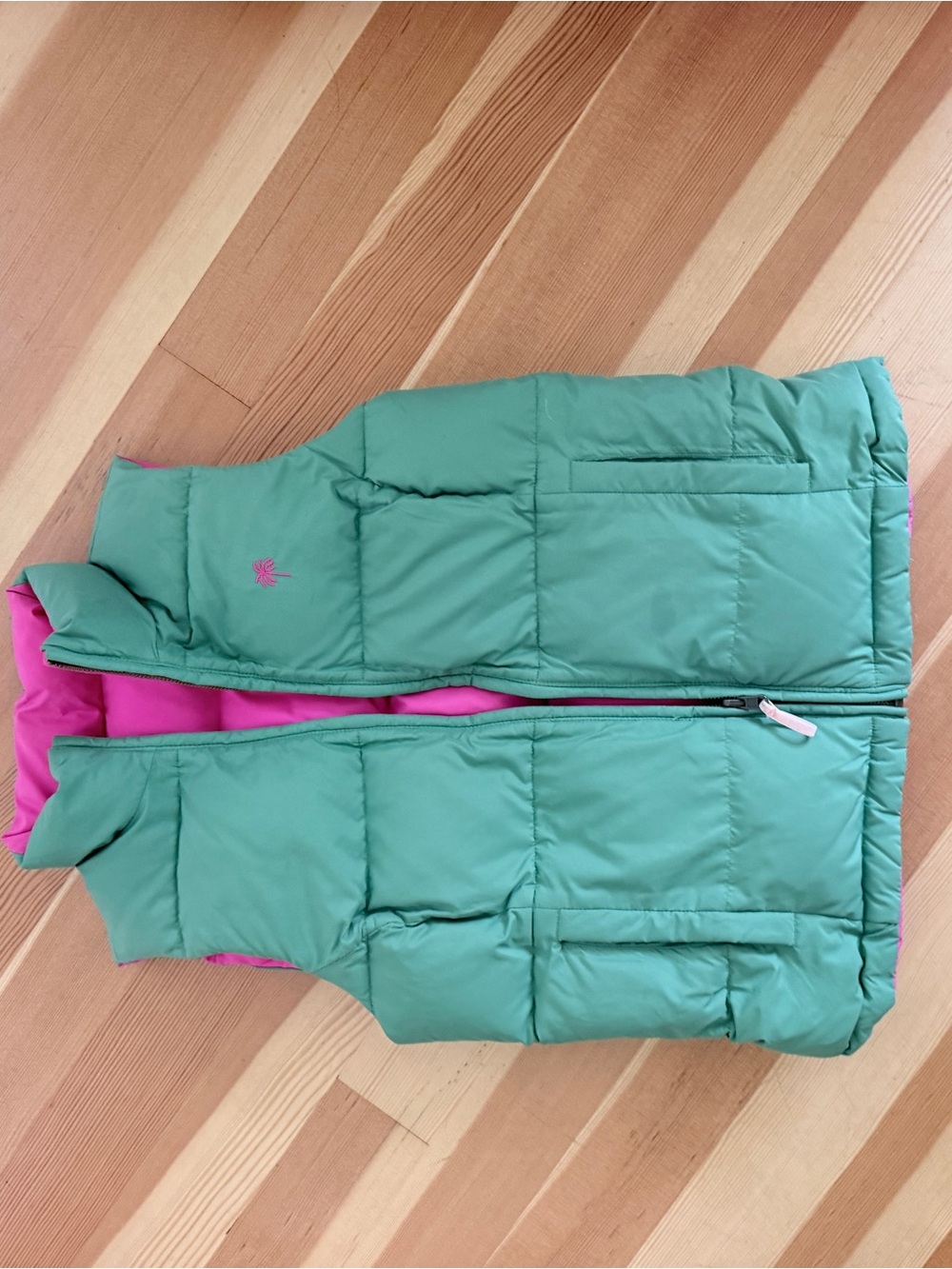 Lily Pulitzer reversible Green & Pink Puffer Vest